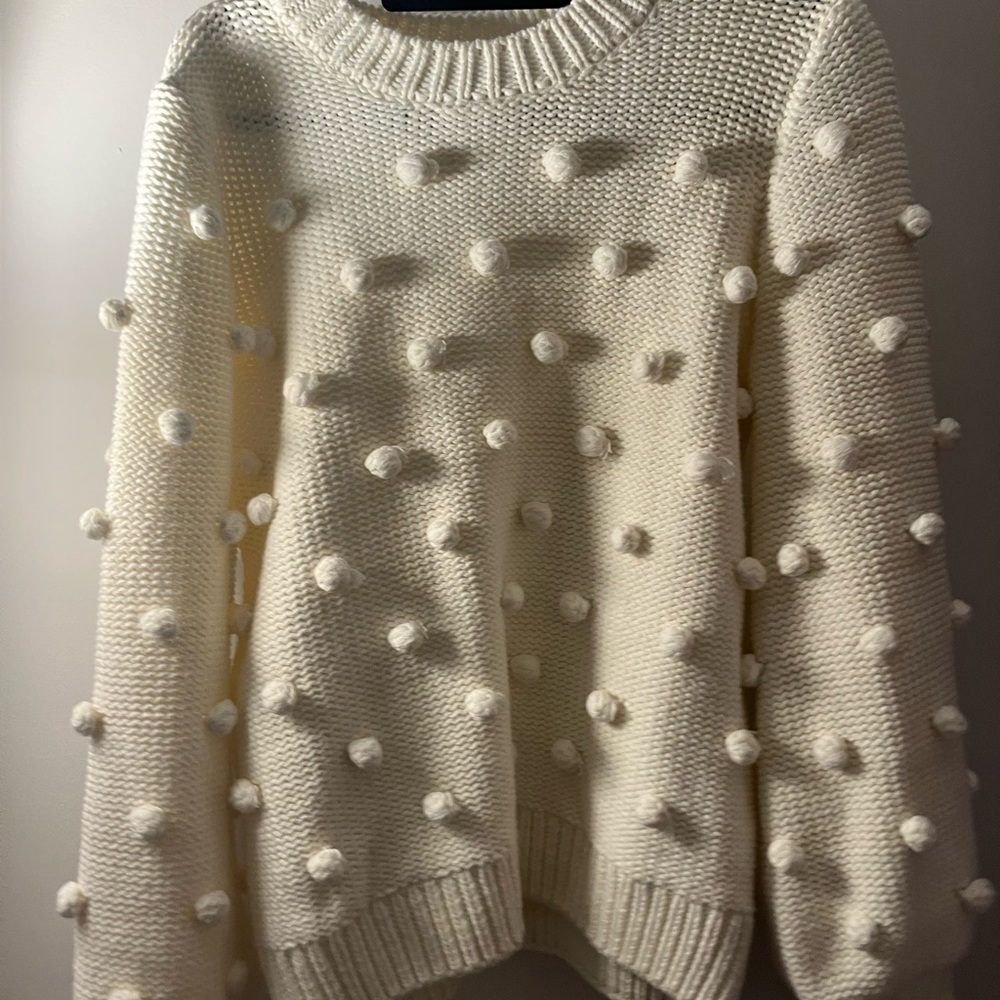 English Factory Ivory Pom-Pom Sweater